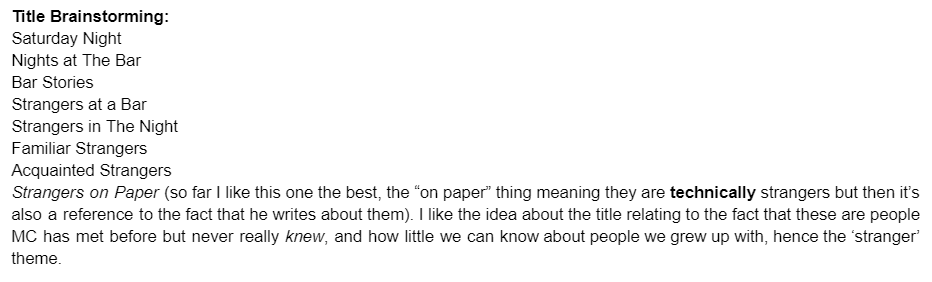 Title Brainstorming